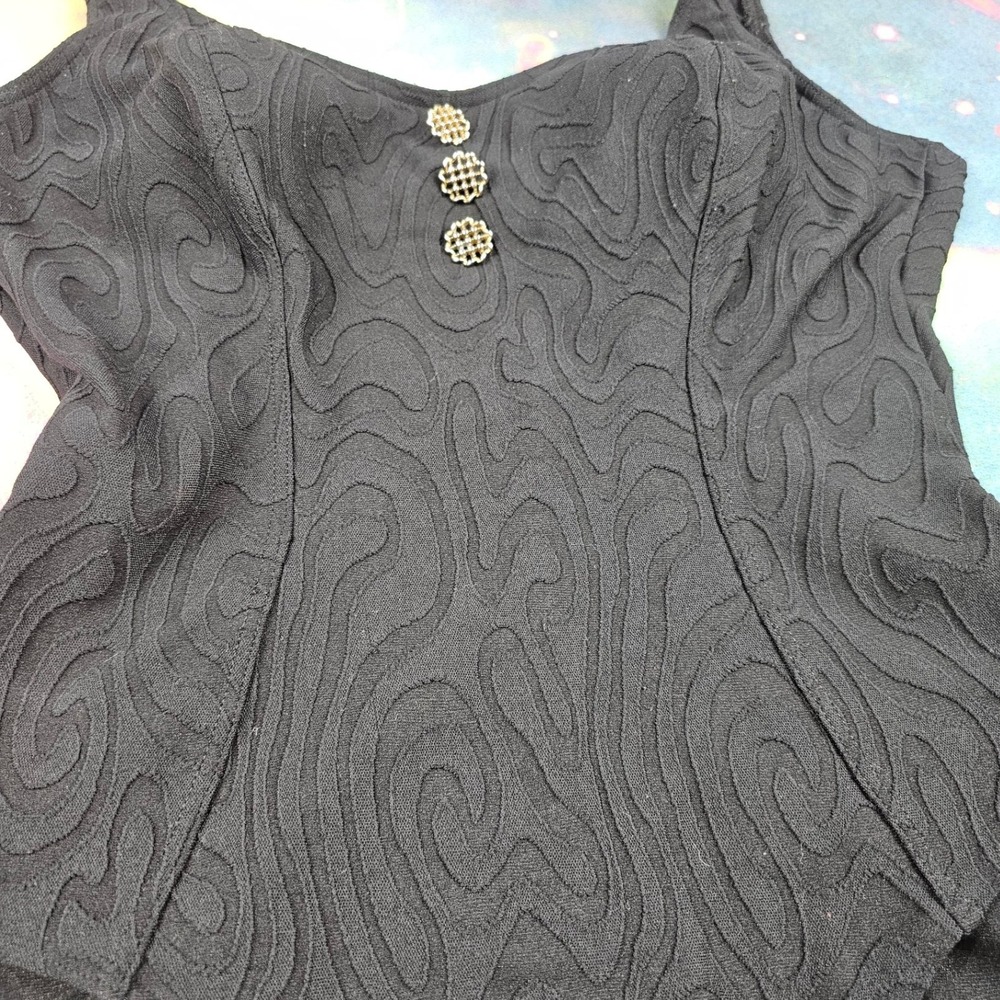 Body I D Maillot‎ Vintage Black Textured One Piece Swimsuit Bodysuit - Picture 4 of 11